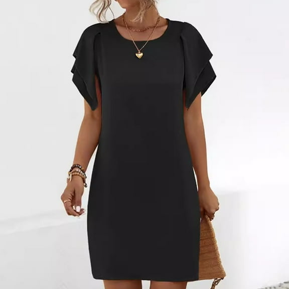 Lisbinx Semi Formal Dresses for Women Short Sleeve V-Neck Solid Bodycon Lightweight Flowy Maxi Dresses Slim Fit Beachwear Cotton Trendy for Outdoor Seasonal Promotion