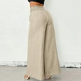thumbnail image 7 of Olyvenn Trousers Pants for Women Fall Summer Linen Loose Fit High Cut Flare Wide Leg Trousers Pants Women 2025 Khaki L, 7 of 7