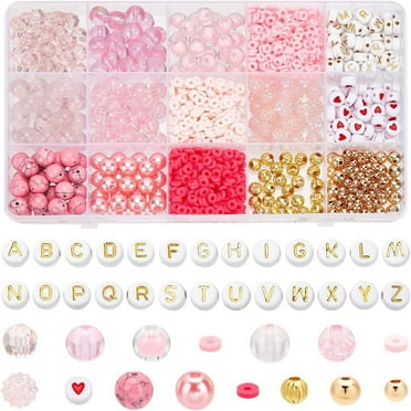 1555 Pcs Pink Acrylic Round Beads Bracelet Jewelry Making Kit