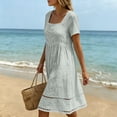 thumbnail image 7 of Eawtki Women's Square Neck Short Sleeve Midi Dress Eyelet Trim Loose Fit Casual Linen Blend Summer Dress For Women, 7 of 7