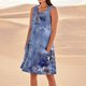 thumbnail image 2 of Vestido de Lino de Algodón de Color Sólido Vestido de Ajuste Suelto sin Mangas con Bolsillos, Ropa de Verano de Lino de Algodón para la Playa Y el Hogar, 2 of 5
