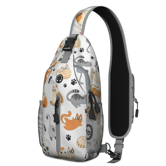Cat Lover Gift Sling Backpack, Cute Pet Cat Print Crossbody Daypack with Funny Paw Pattern, Adorable Cat Lovers Design, Lightweight Anti-theft Travel Bag for Pet Lovers, Daily Commute, Outdoor, Gym