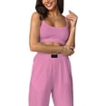 thumbnail image 2 of Conjuntos Casuales de Dos Piezas para Mujer, Camiseta Sin Mangas con Cuello en V y Cintura Elástica, Chándal de Verano con Bolsillo. Rosa L, 2 of 9
