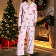 thumbnail image 5 of Silk Christmas Pajamas for Women Silk Pjs for Women Set Long Sleeve Button Down Pjs with Pajamas Pants Christmas Women Pjs Sets, 5 of 5