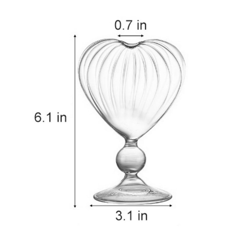Heart Shape Wine Glass 10.5oz Decanter Cups Mugs for Cocktail Wine Juice Ice Cream Champagne Home Bar Party Club Glassware Barware, Clear Style, Size
