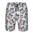 thumbnail image 3 of Honeii's Disco Ball Cherry With Bow Print Men's Casual Shorts with Drawstring，Swim Trunks Quick Dry Beach Shorts, 3 of 5