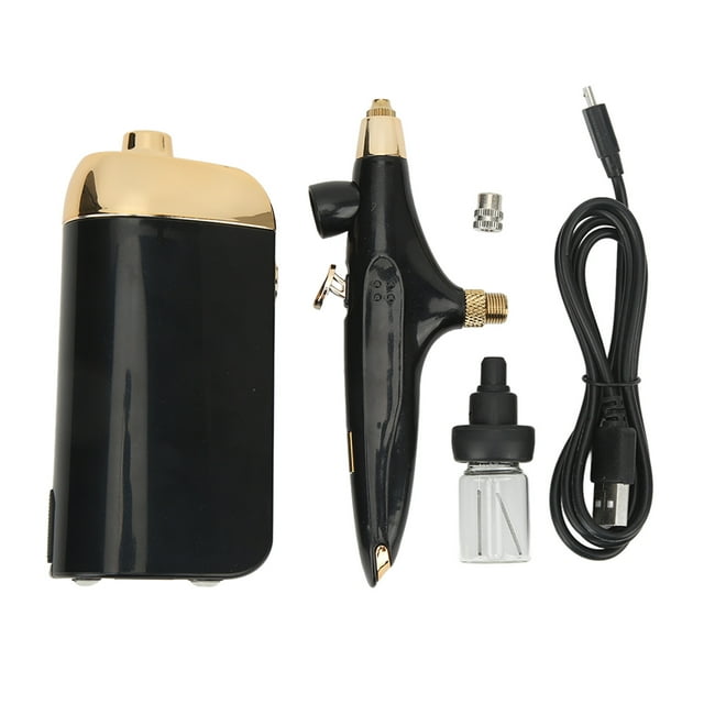 Aerógrafo facial de oxígeno, maquillaje portátil, cuidado de la piel, tónico, dispositivo pulverizador de nano niebla, regalo para dama, conjunto negro