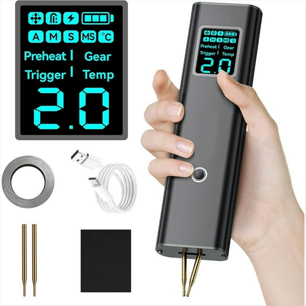 Soldadora por Puntos de Batería, Soldadora por Puntos de Mano Ajustable de 99 Velocidades con Pantalla LCD, Automática para Soldar Níquel.