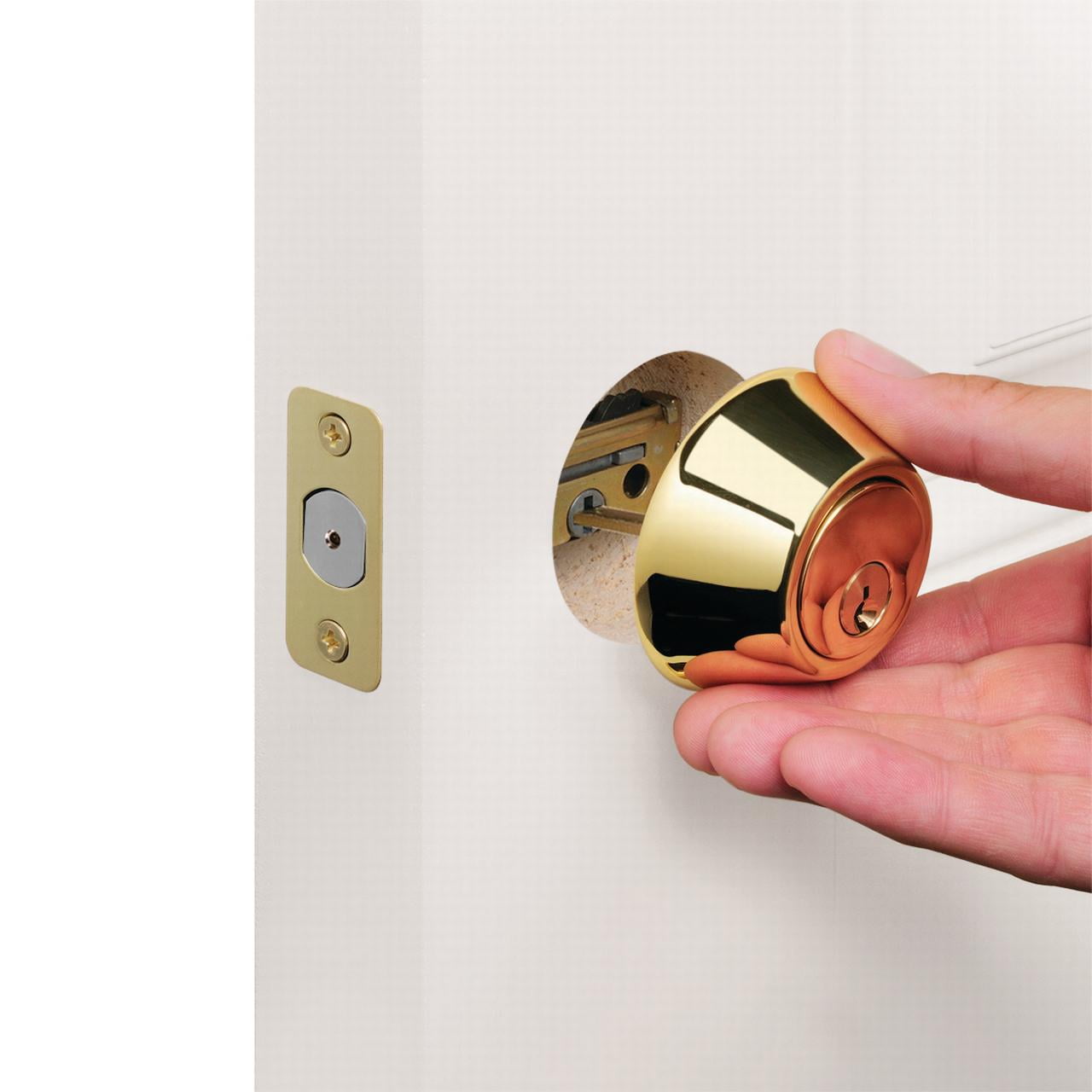 Hyper Tough Keyed Entry Tulip Style Doorknob and Deadbolt Double Combo pack Polished Brass Finish