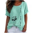 thumbnail image 6 of QUNYINEY Short Sleeve Plus Size T Shirts for Women Floral Summer Cotton Tunic Tops Pullover Button Loose Fit Casual Crew Neck Shirts, 6 of 6
