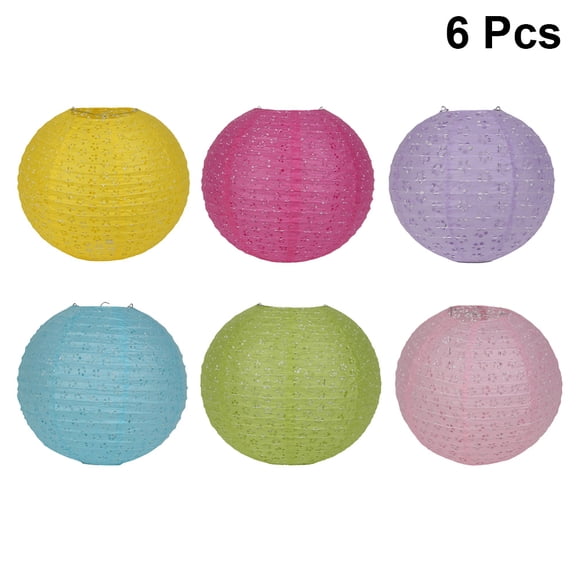 Milisten 6Pcs Set Yellow Paper Lantern Small Lanterns Decorative For Garden 8 Inch
