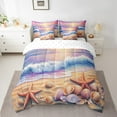 thumbnail image 2 of Erosebridal Cartoon Beach Bed in a Bag Twin size, Starfish Sealife Bed Set, Ocean Print Decor, Reversible 7pcs, 2 of 5