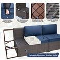 thumbnail image 3 of Kullavik Patio Furniture set Sectional Sofa 10 Pieces PE Rattan Wicker Patio Conversation Set w/43" Gas Fire Pit Table, Outdoor Furniture with 55000 BTU Propane Fire Pit,Navy Blue, 3 of 7