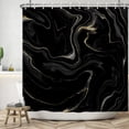 thumbnail image 3 of LFEEY Black Gold Abstract Marble Shower Curtain, Waterproof Fabric Machine Washable with Hooks for Bathroom, 72x84 inch, 3 of 5