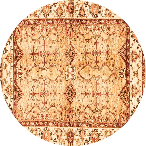 Ahgly Company Indoor Round Abstract Orange Modern Area Rugs, 7' Round