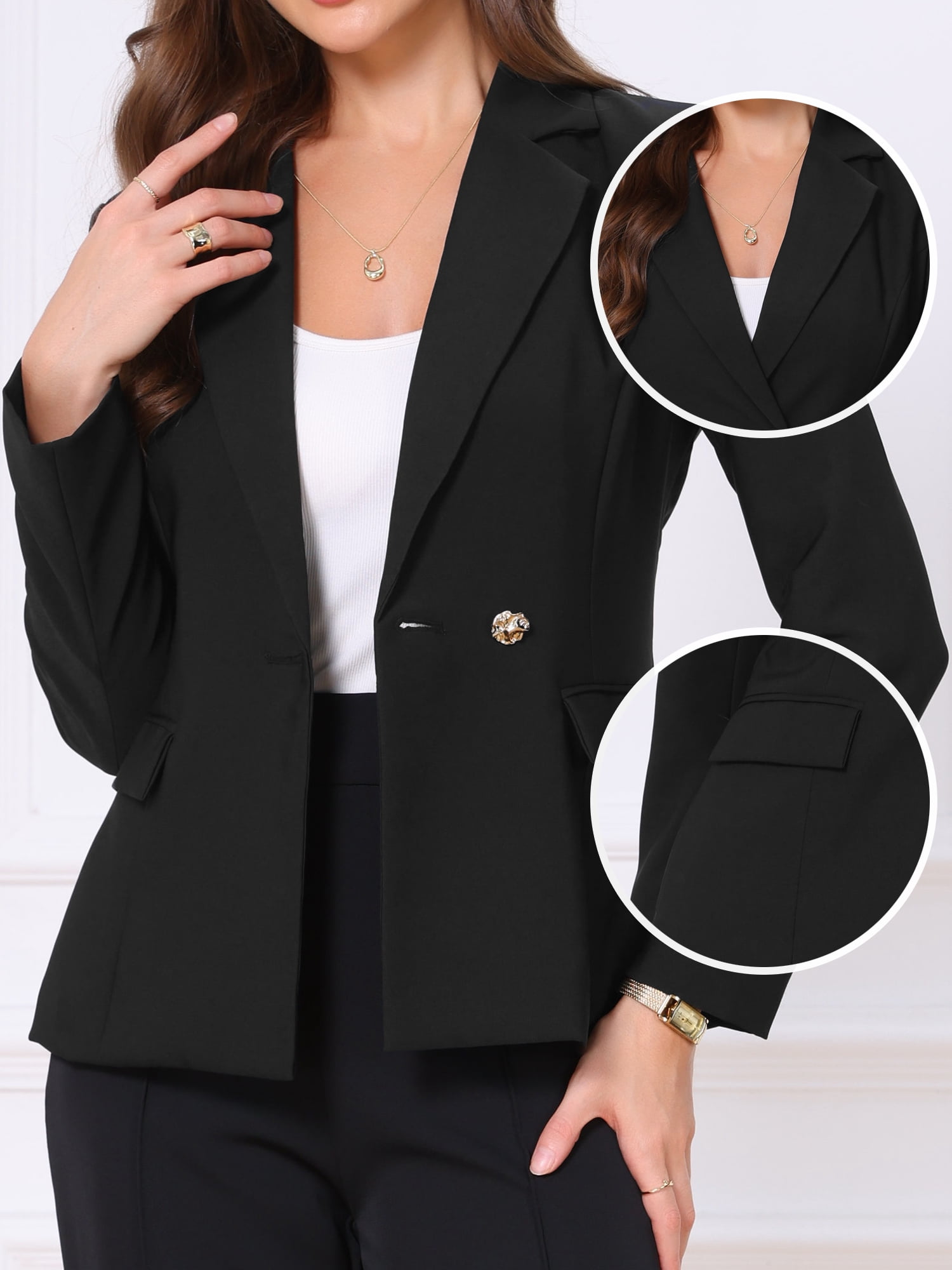 DARING DIVA Women's Stylish Office Suit Jackets Blazers L Black