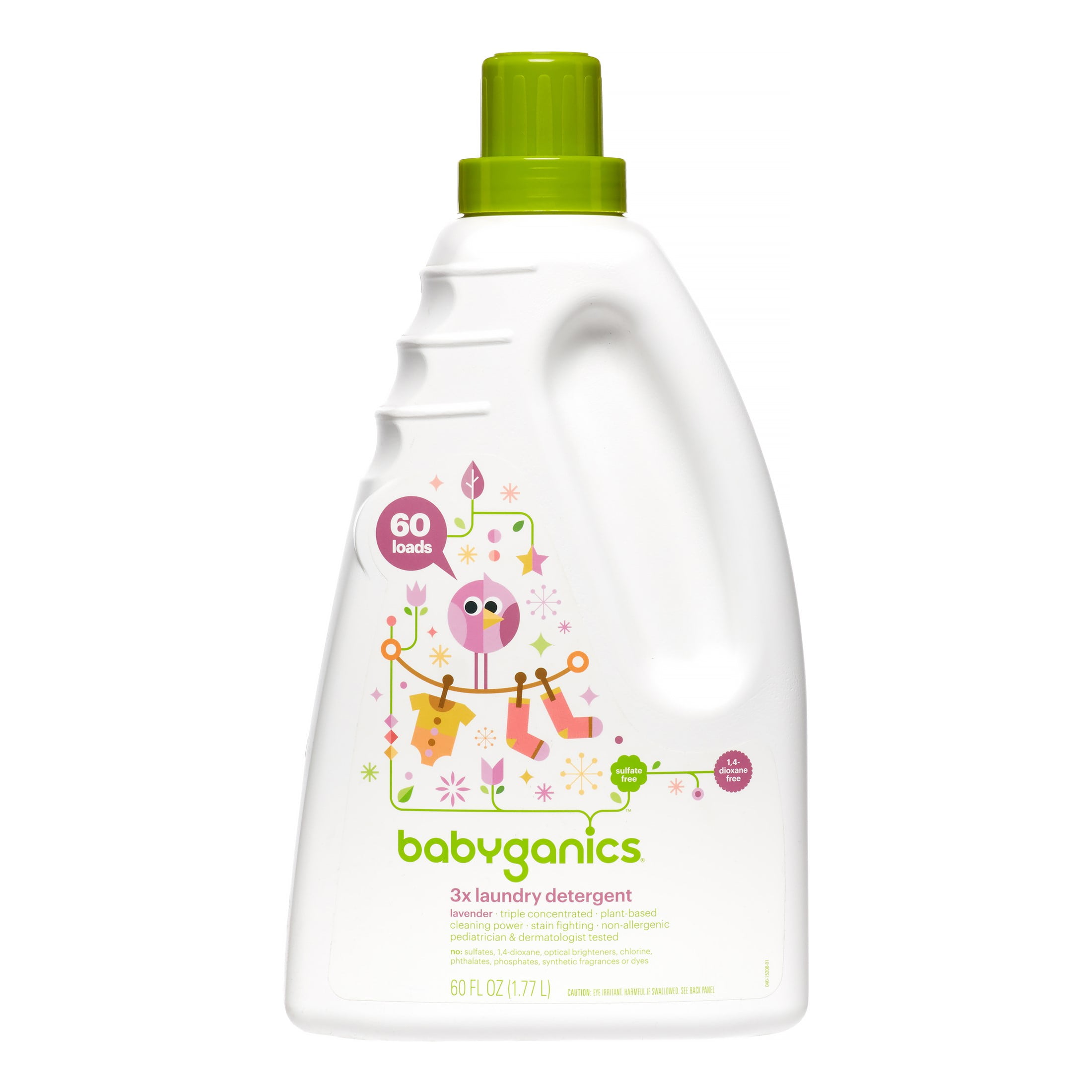 Babyganics 3X Laundry Detergent, Lavender, 60 HE Loads