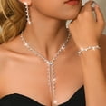 thumbnail image 6 of AEXTO Y Shape Bridal Wedding Jewelry Sets Rhinestone Necklace Earrings Bracelet Set Prom Formal Costume Jewelry Sets for Women and Brides, 6 of 9