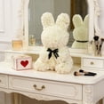 thumbnail image 6 of Hyknon Valentine's Day Bunny Shape Artificial Rose with Lights, Cute Large Flower Rabbit Sculpture Ornaments with Bowknot, Handmade Multifunctional Bunny Statue for Gift Wedding Home Decor, Yellow, 6 of 6