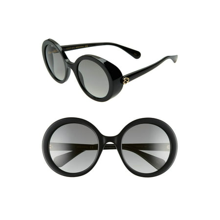 Gucci GG0367S Round Women Sunglasses (001 Black/ Gray