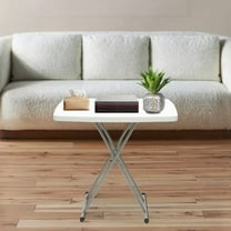 Peakora Small Adjustable Height Folding Table Portable Lightweight Large Capacity Folding Table Hdpe Plastic Top with Steel Frame White