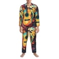 thumbnail image 3 of Fotbe World Map Guitar Illustration Pijama de Hombre con Estampado de Manga Larga, Conjunto de 2 Piezas, Ropa de Dormir Suave y Cómoda con Bolsillos-Large, 3 of 7