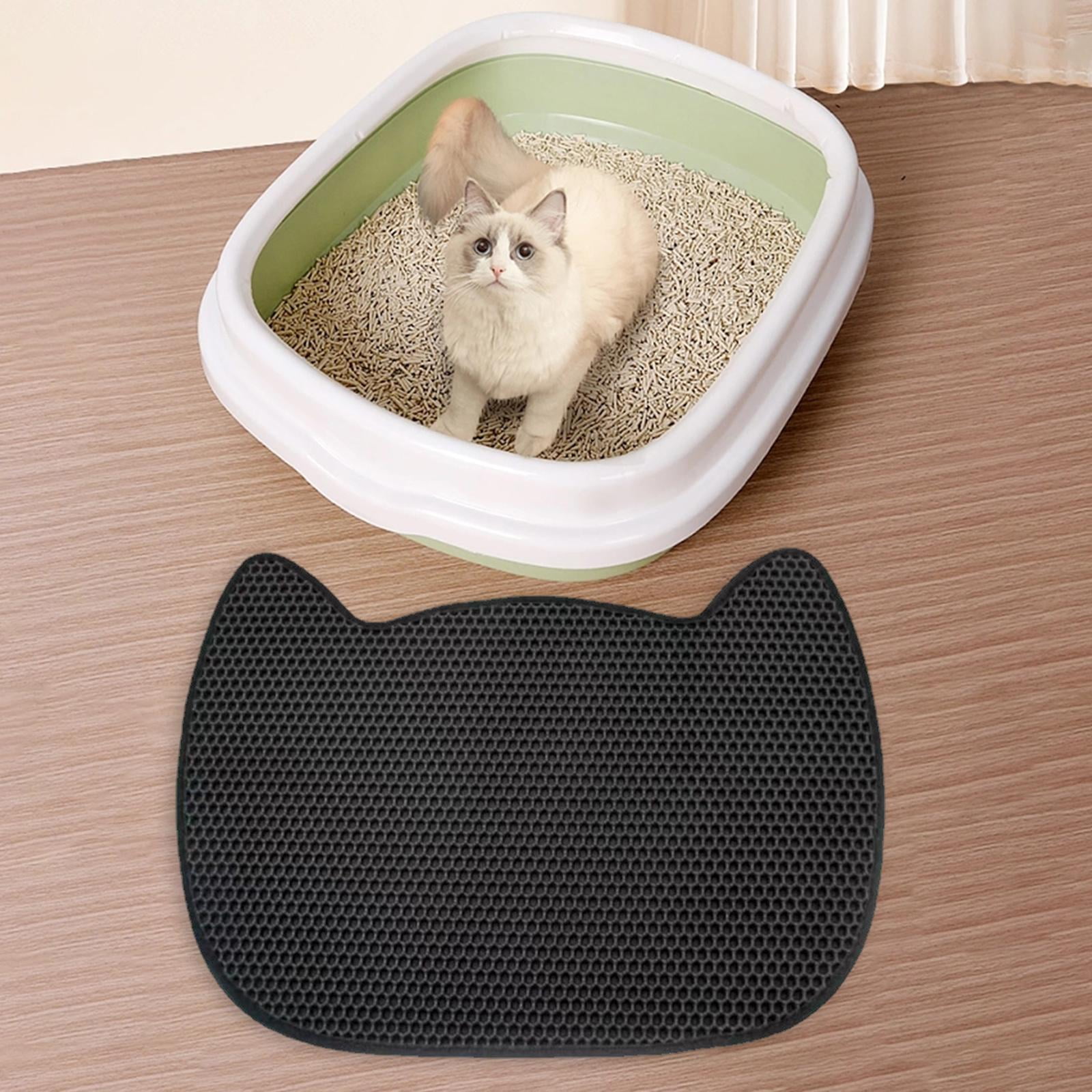Bvdfgk Cat Litter Mat Double Layer Cat Litter Mat, Scratch Resistant, Large Scatter Cat Black