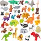 thumbnail image 2 of Grandes accesorios de bloques de construcción, muñecos de zoológico, canguro, rinoceronte, cebra, dinosaurio, serie de animales, juguetes Duplo ensamblados para bricolaje para regalo de niños, 2 of 5