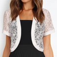 thumbnail image 4 of BLCHUNen Cropped Cardigan for Women Lace Short Sleeve Lightweight Open Front Breathable Summer Going out Tops, 4 of 7