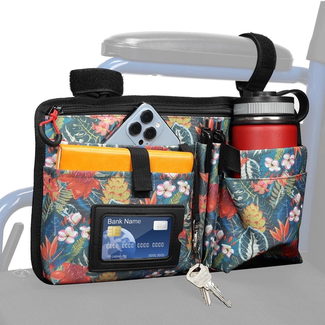 Bolso Lateral para Silla de Ruedas JOYTUTUS 35x20cm con Portavasos