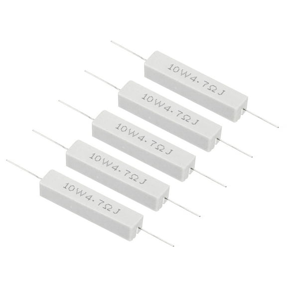 5Pcs 4.7 Ohm Resistors, 10W Ceramic Cement Resistor Power Cement Resistor Kit Tolerance 5% for Power Adapters Audio
