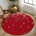 thumbnail image 3 of Red Christmas Snowflake Round Area Rug 5 FT, Non Slip Bedroom Area Rug, Winter Snowflake Xmas Washable Soft Circular Carpet Non-Shedding Floor Mat for Kitchen Dining Room Foyer Balcony Dorm, 3 of 9