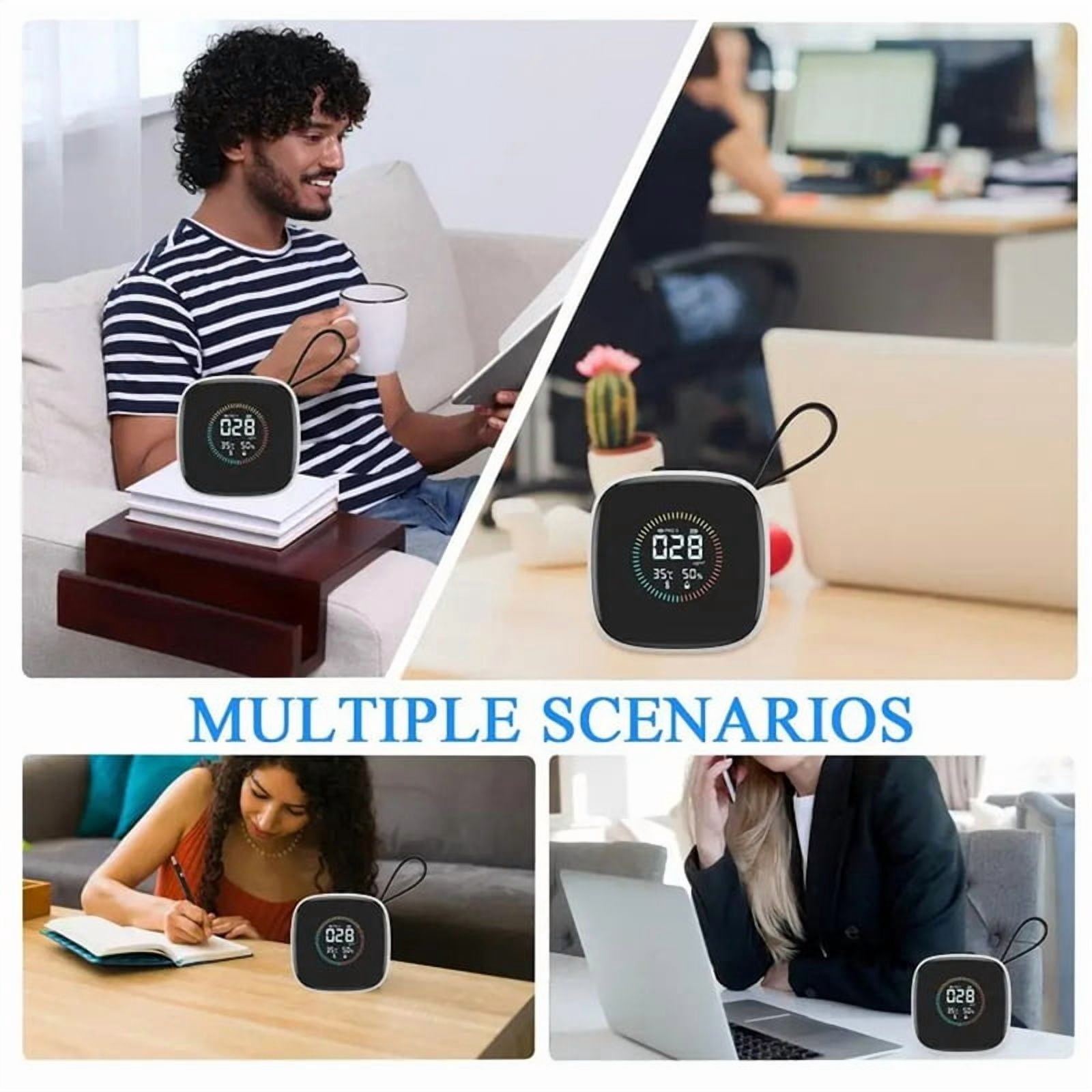 Pm2.5 Detector Small LED Display with Strap Air Quality Monitor Multipurpose Home Humidity Tester for Bedrooms Living