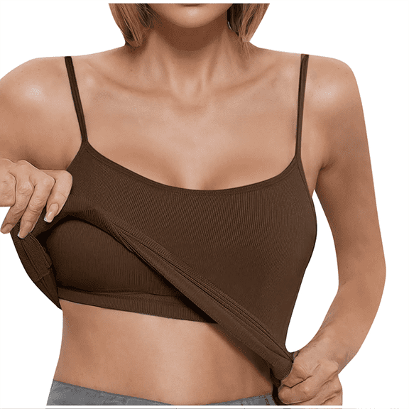 Cami Built In Bra Tank Tops for Women Camisole Adjustable Spaghetti Strap Shelf Bras Yoga Workout Basic Undershirts Sleeveless Summer Tops