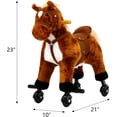 thumbnail image 5 of Kinbor Kids Ride on Rocking Plush Toy Walking Horse With Sound and Wheels, Brown, 5 of 8