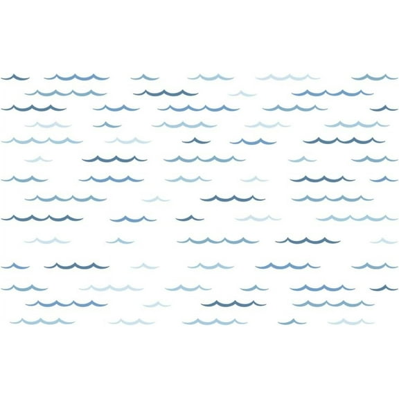 Blue Ocean Waves Wall Stickers 100pcs Minimalist Sea Waves Wall Decor Curved Lines Sticker Vinyl DIY Decor Art Baby Nursery Livingroom Home TV Background Decals 46x11in Mixed Color 1set
