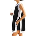 thumbnail image 2 of Womens Summer Outfits Two Piece Set Casual Color Block Crewneck Sleeveless Tank Tops Matching Shorts with Pockets Beach Going Out Sets Black M, 2 of 6