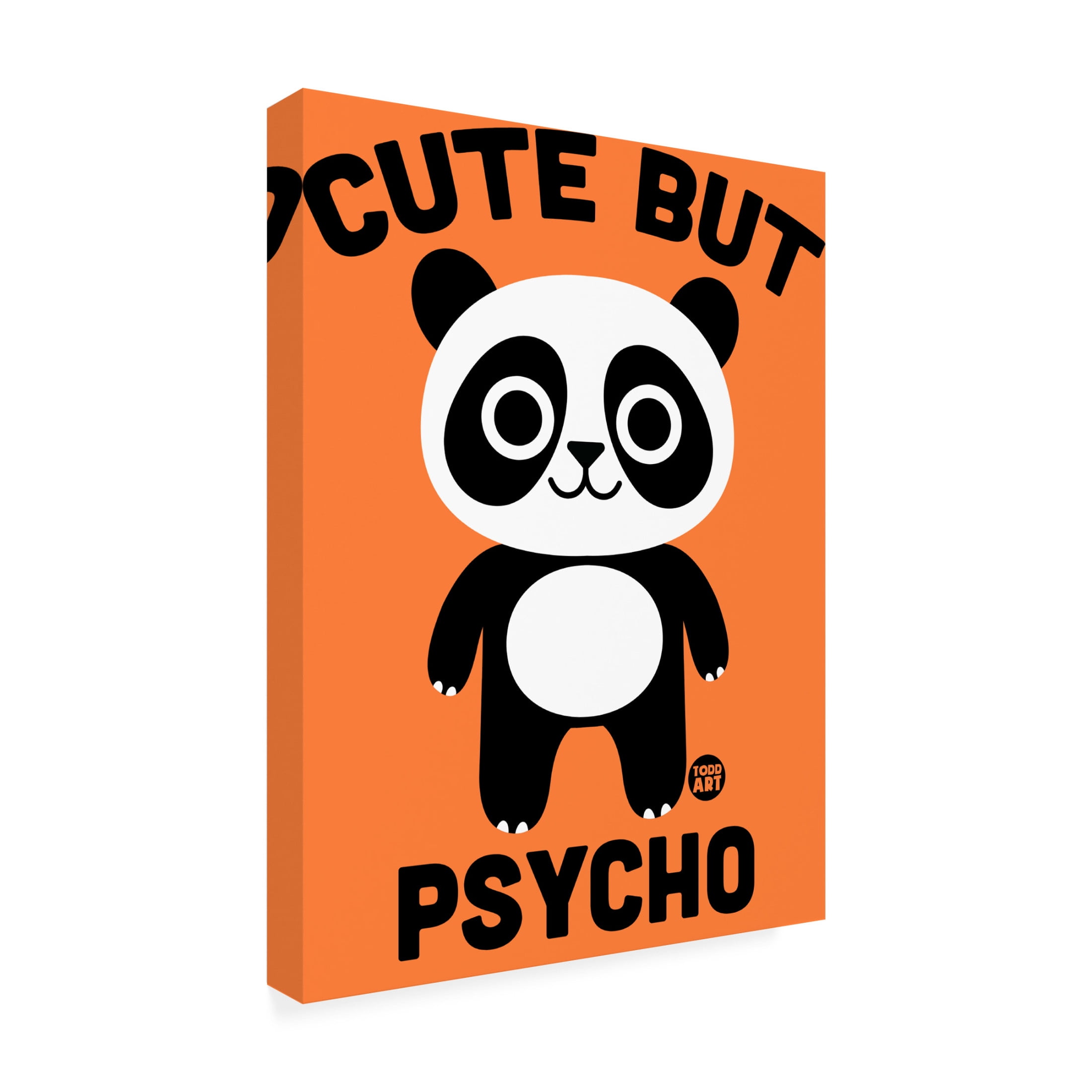 Canvas Wall Art - toddart 'Cute But Psycho Panda' Wall Art for Living Room, Bedroom, or Office Décor by Trademark Fine Art - 35 x 47 Inches