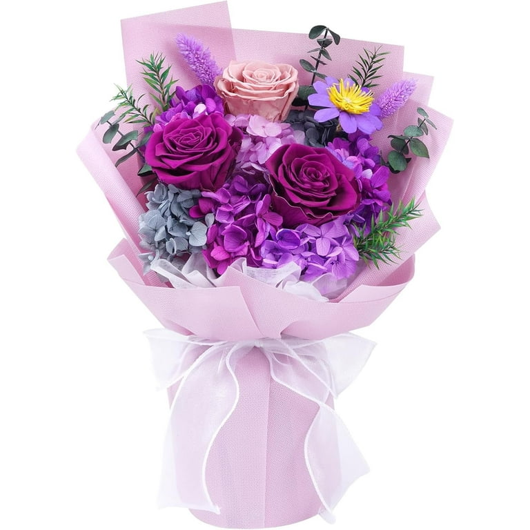 flowerプロフ(必)同封X Gingprous Preserved Flowers for Delivery Prime,Purple Flowers
