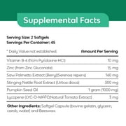 Prostate Support - 90 Softgels with Saw Palmeto, Zinc for Men's Health