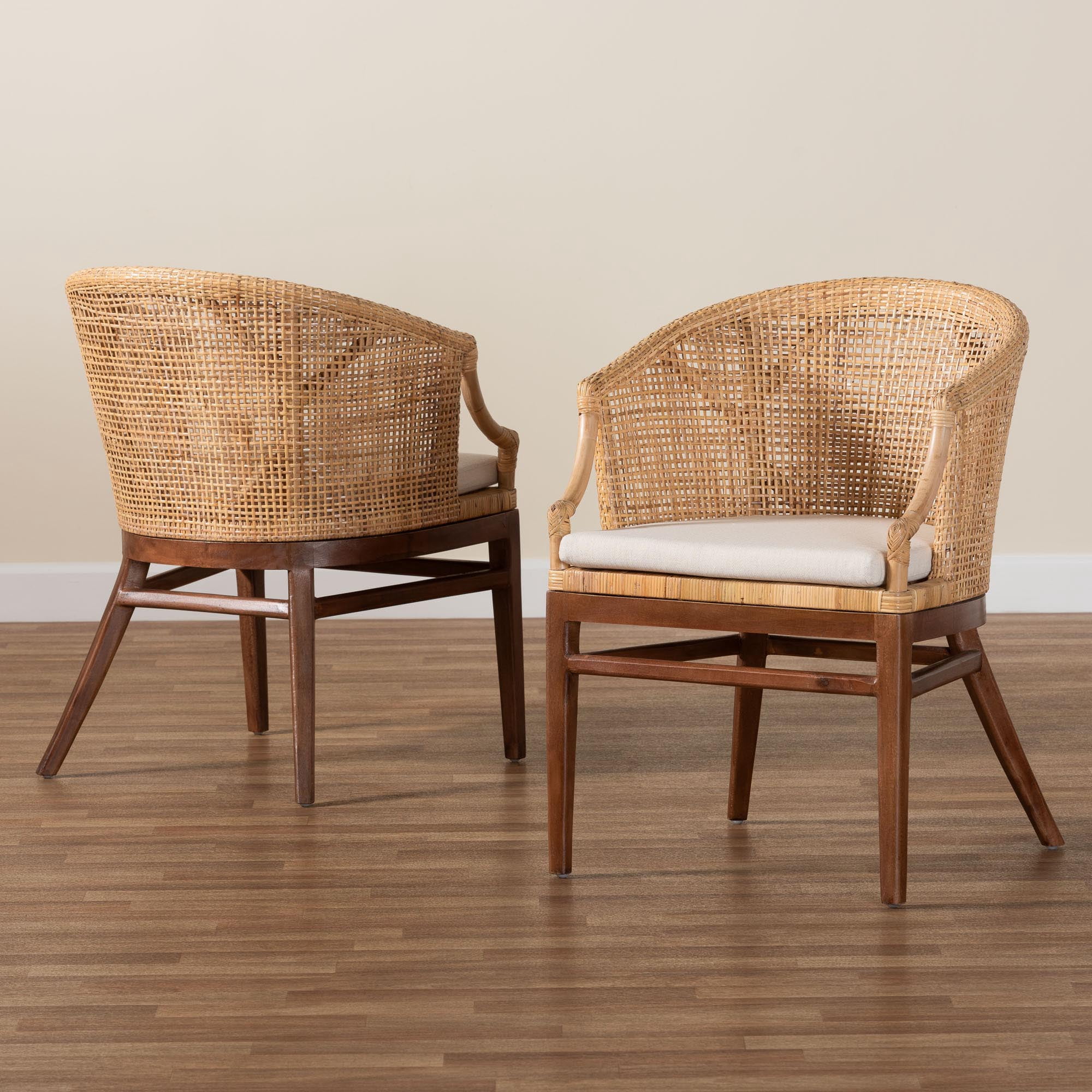 bali & pari Lumajang Boho Dining Chair, 2-Piece, Light Honey