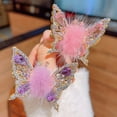 thumbnail image 3 of [Rose Red] Mink Hair Butterfly Hair Clip, 3 of 9