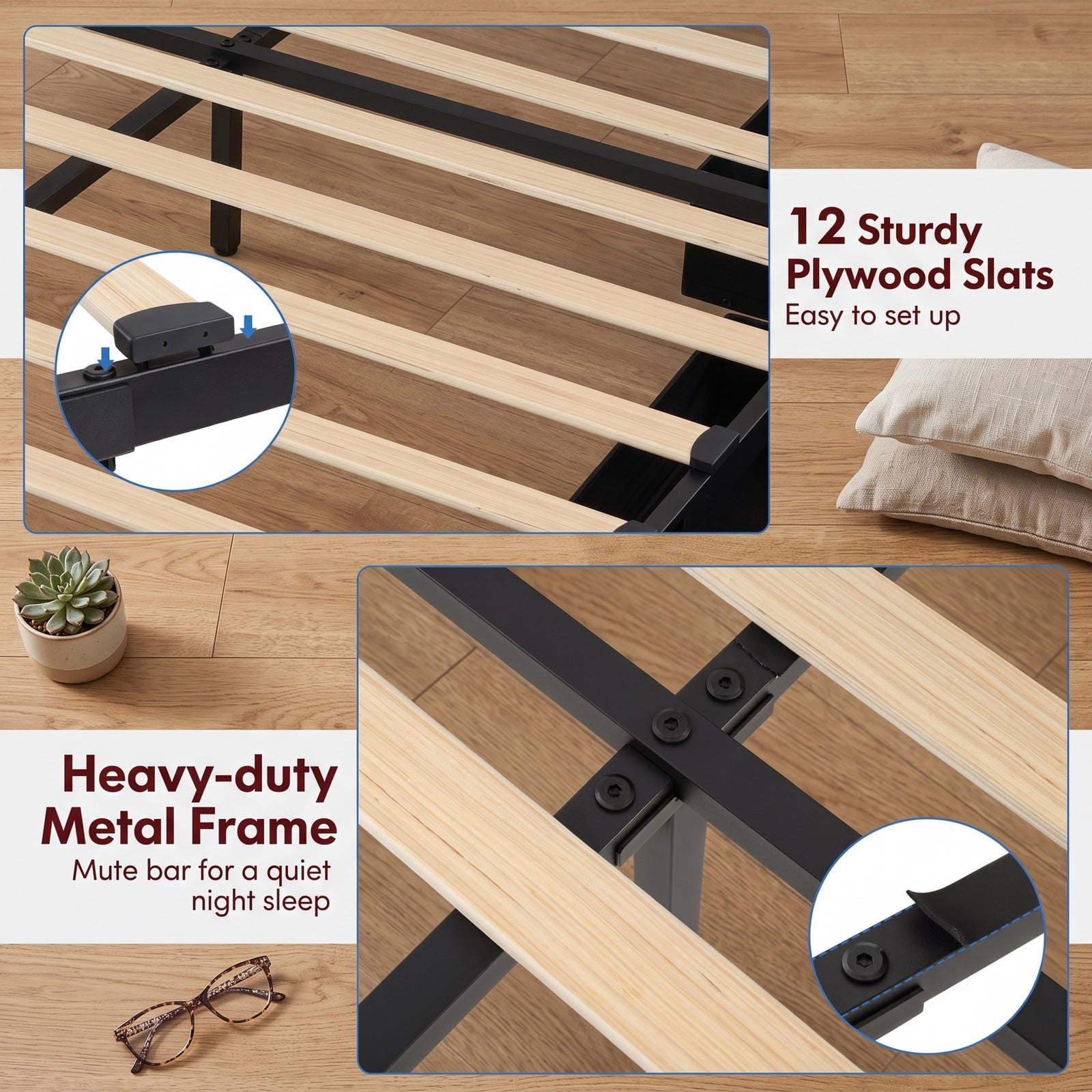 Furnibear Queen Size Bed Frame with LED Storage Headboard 4 Drawers and USB Ports, Upholstered Queen Platform Bed Frame for Bedroom, Gray