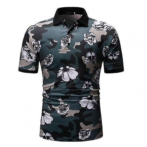 Camisas elegantes para hombres Polieste elástico con estampado de flores a la moda