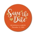 thumbnail image 1 of Darling Souvenir Personalized Bride Groom Names And Date Envelope Seals Round 45 Pcs Heart Calligraphy Save The Date Stickers - Orange, 1 of 4