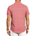 thumbnail image 6 of Fabrcox Mens Button Down Shirt Short Sleeve Plaid Collared Mens Fishing Shirt Summer Color Block Breathable Sun Shirts for Men Red 4XL, 6 of 6