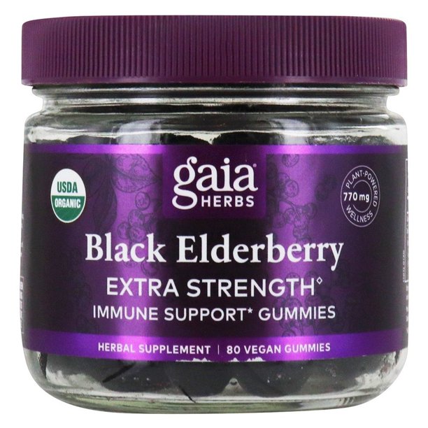 Gaia Herbs Black Elderberry Extra Strength Immune Support 80 Vegan