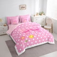 thumbnail image 2 of Erosebridal Kawaii Bow Flowers Bedding Comforter Set 7pcs for Teens,Kids Girls Cartoon Polka Dots Queen Bedding Sets,Pink Reversible,Luxury Bedroom Decor, 2 of 6
