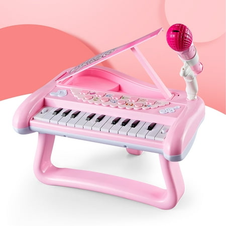 Girls First Birthday Gift Toddler Toy for 2 Year Old Baby Present Musical Keyboard Kids Instrument with Microphone Sound Toy Pink