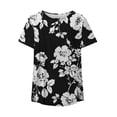 thumbnail image 3 of Gibobby Blusas Elegantes Para Mujer Camiseta plisada con estampado de flores y cuello de botones de manga corta para mujer, camiseta informal con ajuste floral, camiseta, blusa（Blanco， XXL), 3 of 4